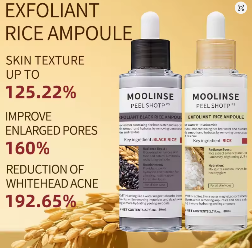 Korean White & Black Rice Exfoliating Serum — Smooth Texture, Clear Pores & Hydrate Skin