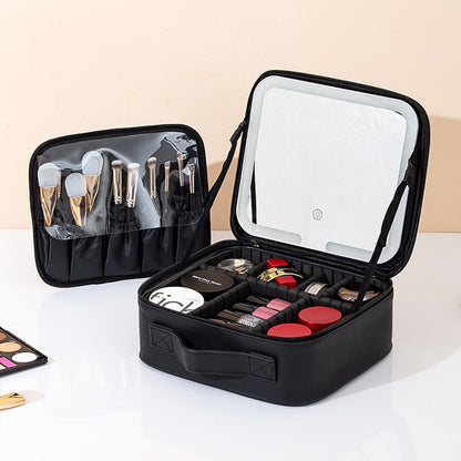 Travel Makeup Bag with Full-Screen LED Mirror — Flawless Touch-Ups Anywhere