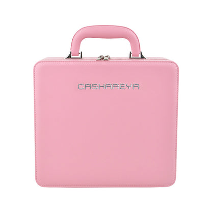 Large capacity makeup bag with mirror and lamp