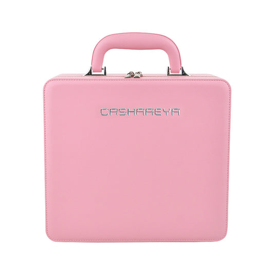 Large capacity makeup bag with mirror and lamp