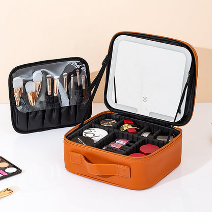 Travel Makeup Bag with Full-Screen LED Mirror — Flawless Touch-Ups Anywhere