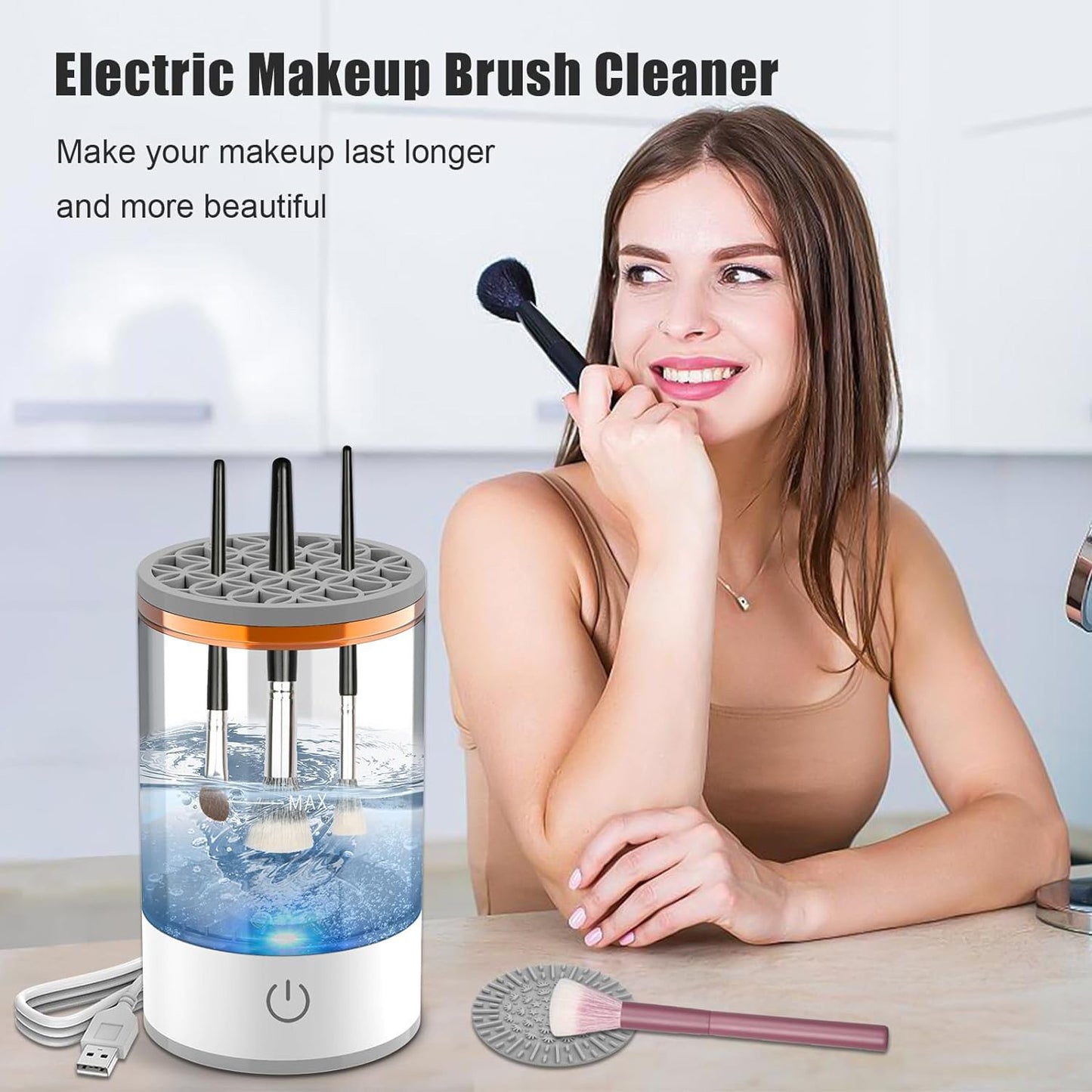 Electric Makeup Brush Cleaner - Clean Brushes, Flawless Skin Fast