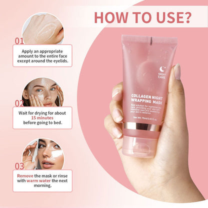 1 Pcs Collagen Night Wrapping Face Mask — Wake Up to Firm, Hydrated Skin