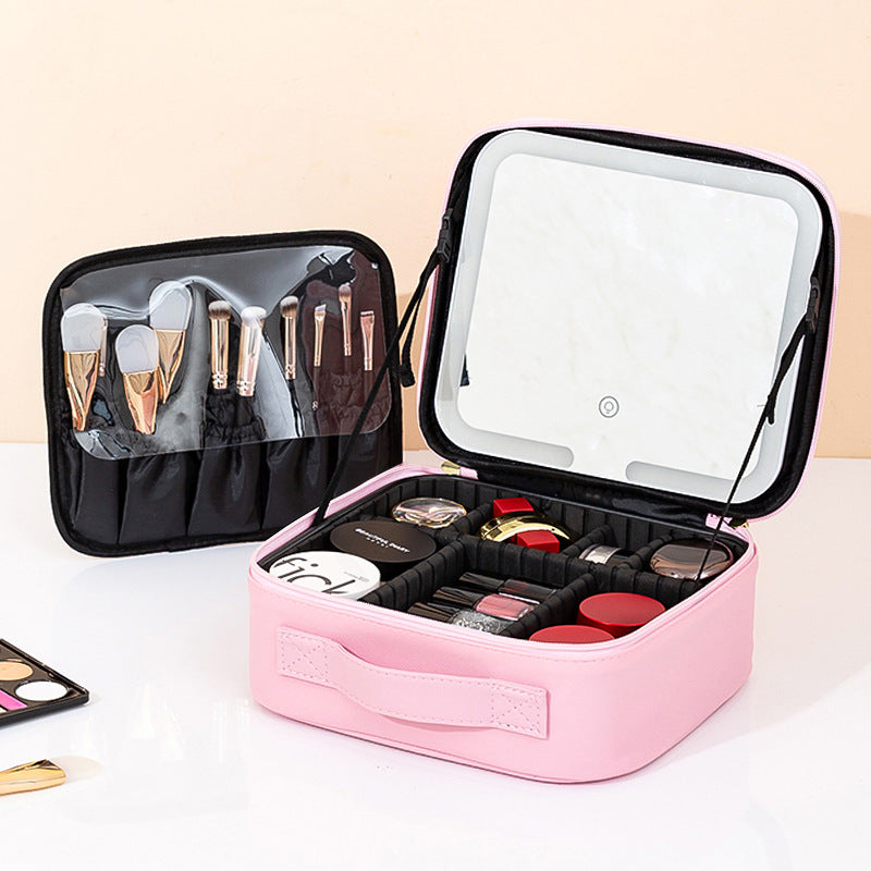 Travel Makeup Bag with Full-Screen LED Mirror — Flawless Touch-Ups Anywhere