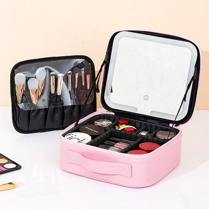 Travel Makeup Bag with Full-Screen LED Mirror — Flawless Touch-Ups Anywhere