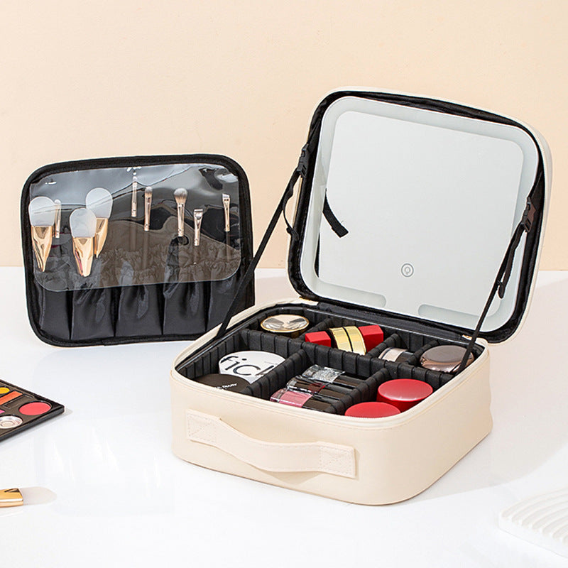Travel Makeup Bag with Full-Screen LED Mirror — Flawless Touch-Ups Anywhere