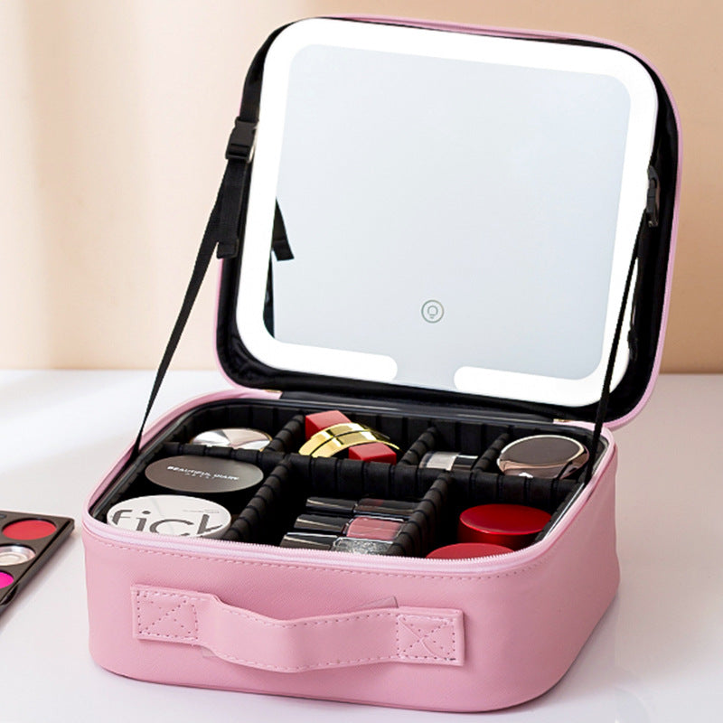 Travel Makeup Bag with Full-Screen LED Mirror — Flawless Touch-Ups Anywhere