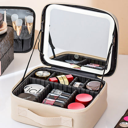 Travel Makeup Bag with Full-Screen LED Mirror — Flawless Touch-Ups Anywhere