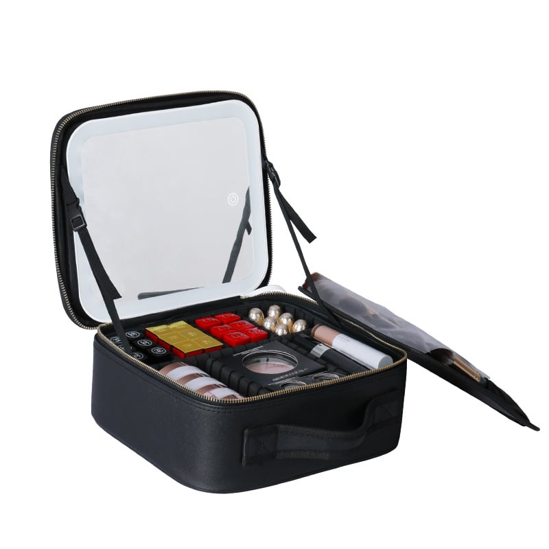 Travel Makeup Bag with Full-Screen LED Mirror — Flawless Touch-Ups Anywhere