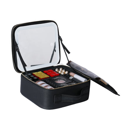 Travel Makeup Bag with Full-Screen LED Mirror — Flawless Touch-Ups Anywhere