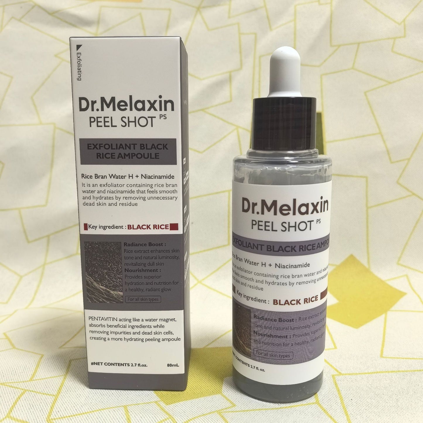 Dr Melaxin White & Black Rice Exfoliating Serum — Smooth Texture, Clear Pores & Hydrate Skin