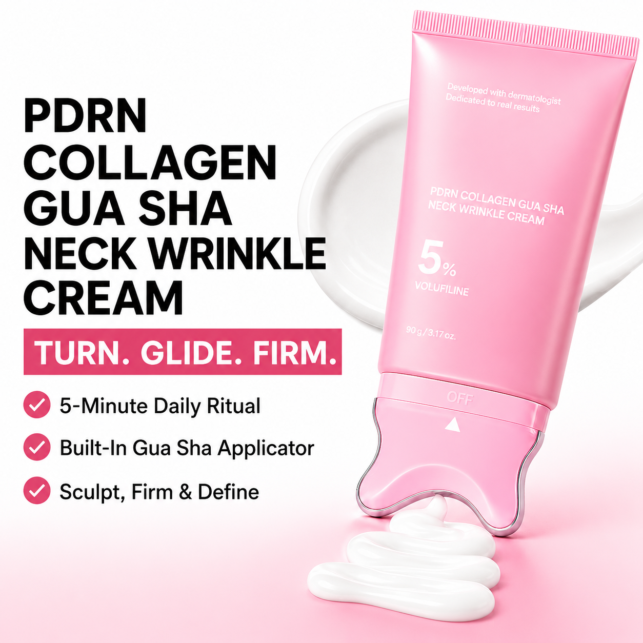 Collagen Gua Sha Neck Wrinkle Cream Built In Massager - Your Neck's New Daily Ritual