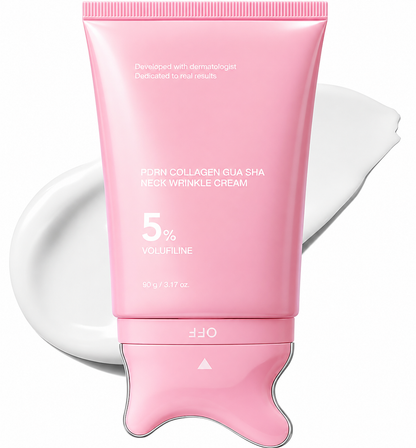 Collagen Gua Sha Neck Wrinkle Cream Built In Massager - Your Neck's New Daily Ritual
