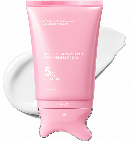 Collagen Gua Sha Neck Wrinkle Cream Built In Massager - Your Neck's New Daily Ritual
