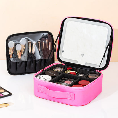 Travel Makeup Bag with Full-Screen LED Mirror — Flawless Touch-Ups Anywhere