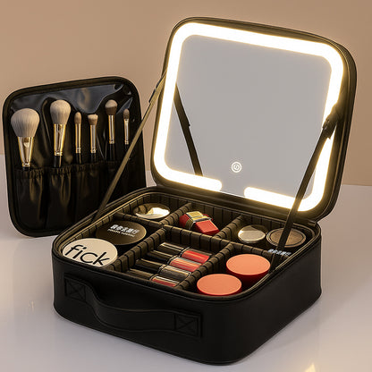 Travel Makeup Bag with Full-Screen LED Mirror — Flawless Touch-Ups Anywhere