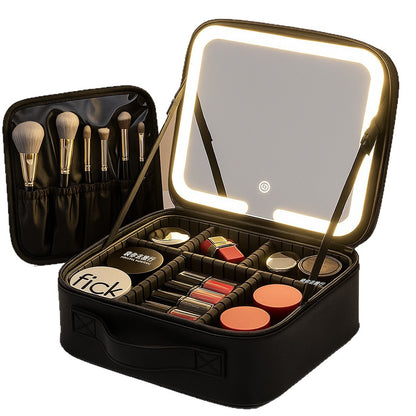 Travel Makeup Bag with Full-Screen LED Mirror — Flawless Touch-Ups Anywhere