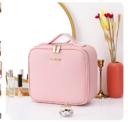 Travel Makeup Bag with Full-Screen LED Mirror — Flawless Touch-Ups Anywhere