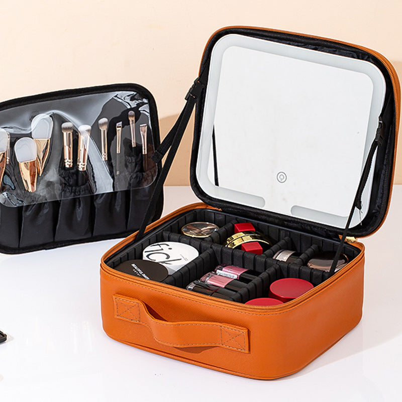 Travel Makeup Bag with Full-Screen LED Mirror — Flawless Touch-Ups Anywhere