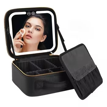 Travel Makeup Bag with Full-Screen LED Mirror — Flawless Touch-Ups Anywhere